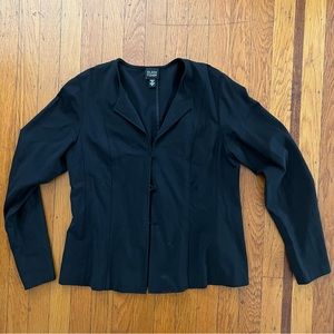 Eileen Fisher black button up stretch long sleeve paneled top shirt blouse S EUC